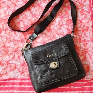 Black leather crossbows bag